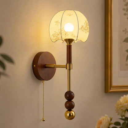 Wood & Glass Shade Wall Sconce Wall Mounted LED