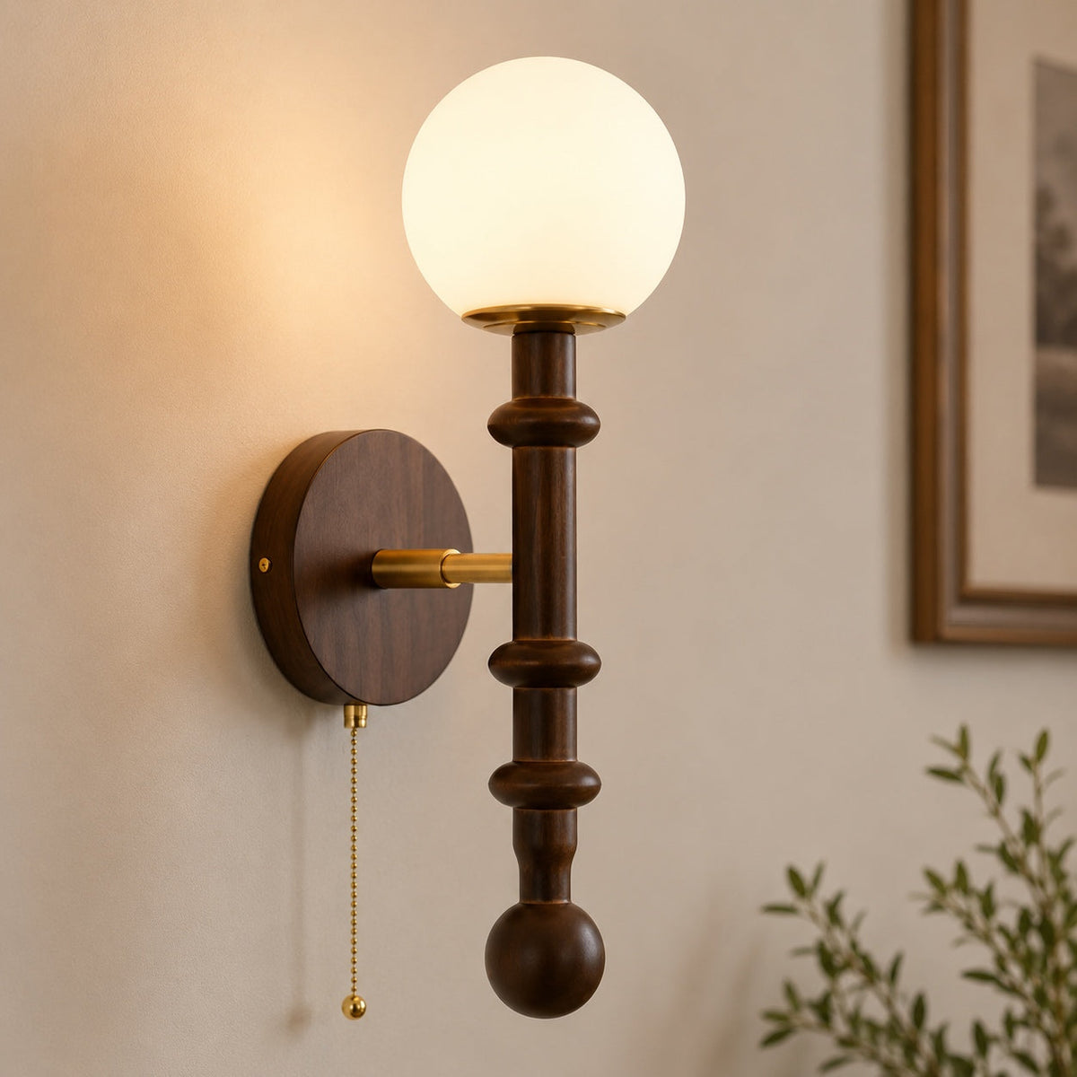 Wood & Glass Shade Wall Sconce Wall Mounted LED