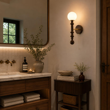 Wood & Glass Shade Wall Sconce Wall Mounted LED