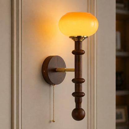 Wood & Glass Shade Wall Sconce Wall Mounted LED