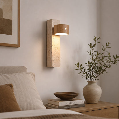 Wood Wall Light Adjustable USB Rechargeable LED Sconce