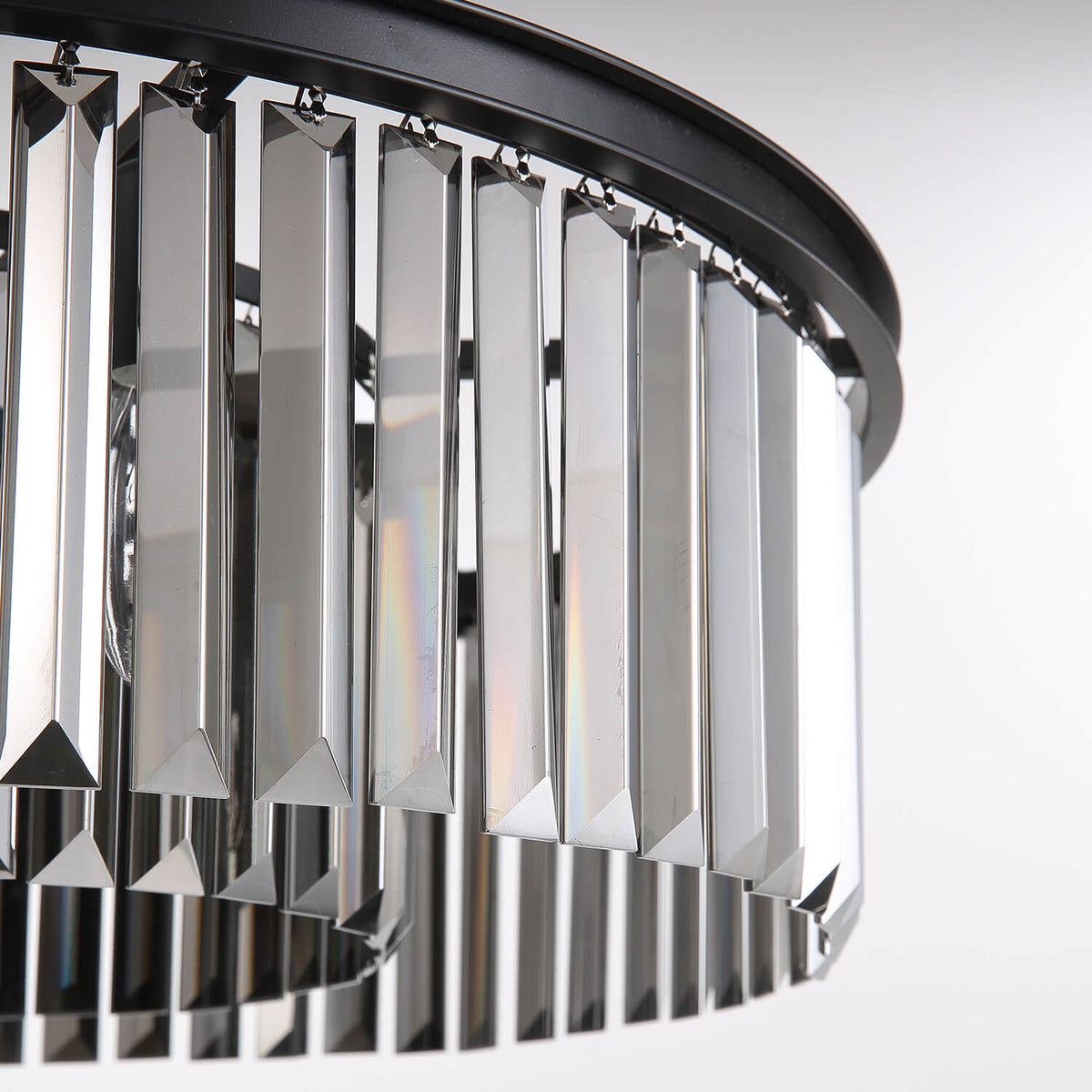 Black K9 Crystal Chandelier Pendant Adjustable Metal LED