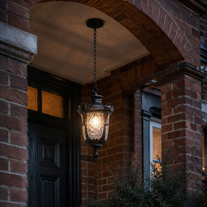 Outdoor Hammered Glass Pendant Lantern Porch Patio Weatherproof IP54