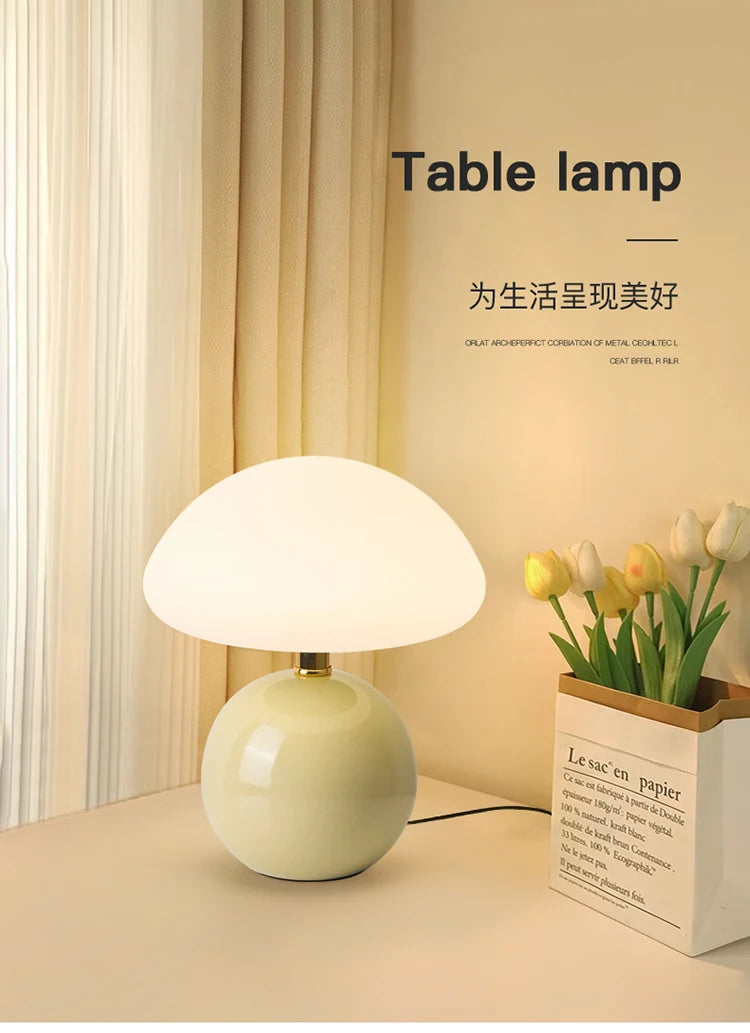 Ceramic Mushroom Table Lamp Bedside Bedroom Nightstand