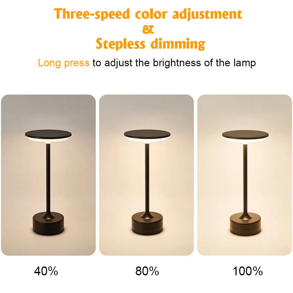 Rechargeable LED Table Lamp Touch Sensor Night Light Portable Cordless Bedroom Reading Desk
