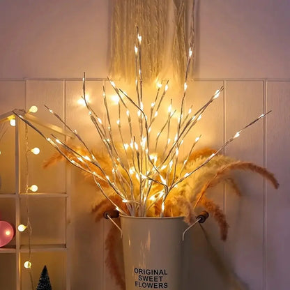 LED Birch Branch Fairy Lights Ambient Lighting Home Decor 20 Warm LEDs Battery Powered