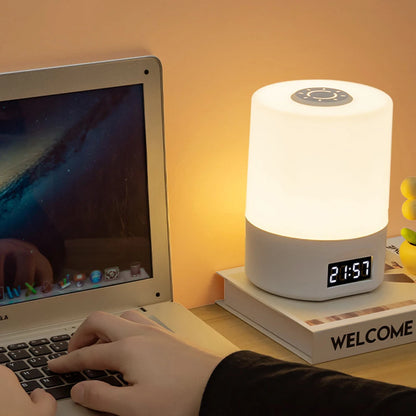 LED Desk Lamp with Clock USB Touch Dimmer Indoor Lighting Built-In Calendar