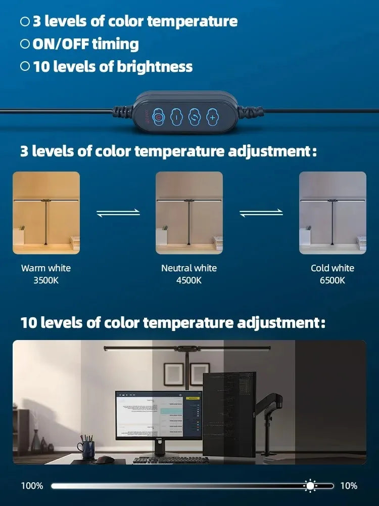 LED Architect Desk Lamp – Double Head Gooseneck 5 Colour Dimmer