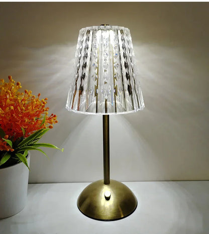 Crystal LED Table Lamp Touch Sensor Rechargeable Night Light Bedroom Bedside Bar Hotel Decor