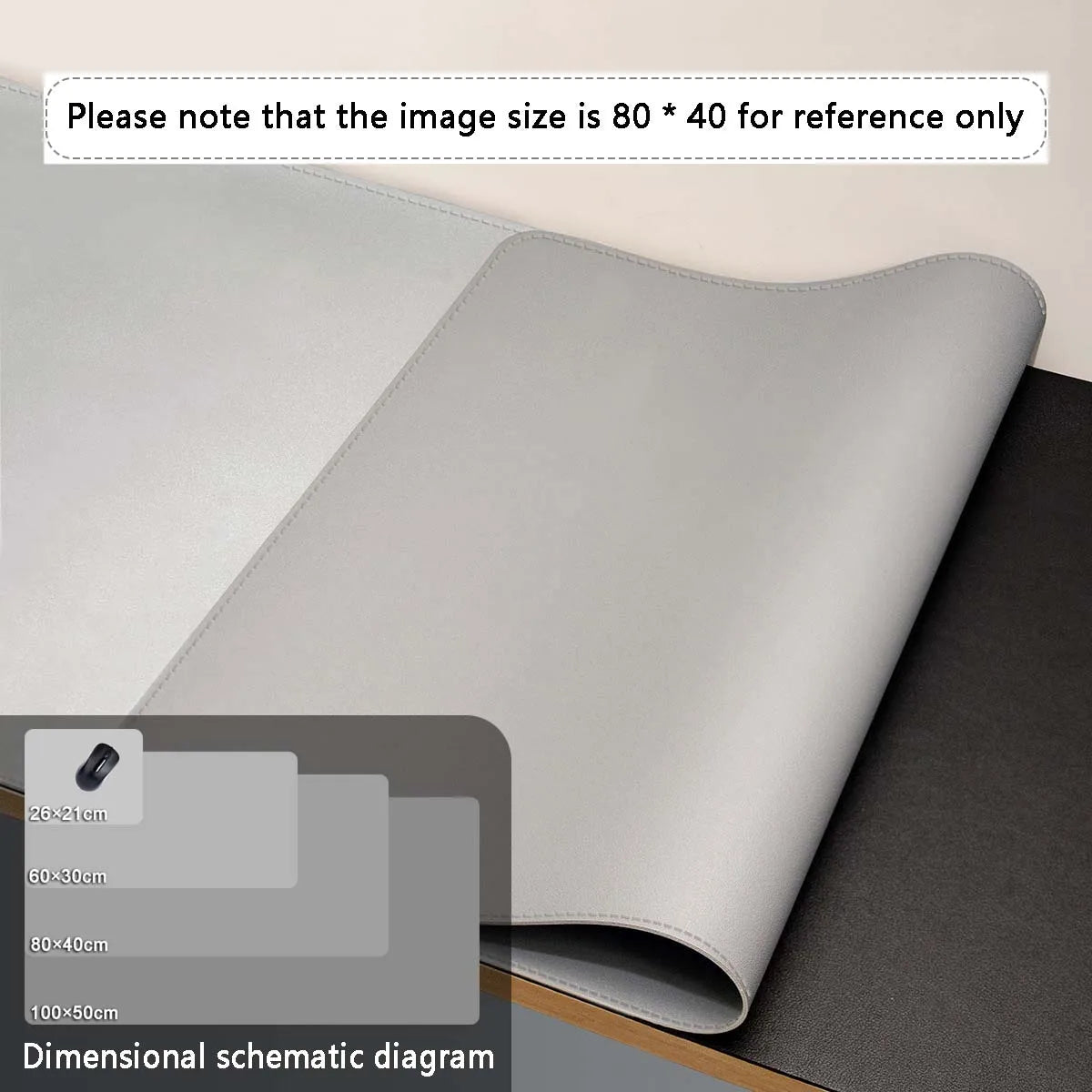 Two-Tone PU Leather Desk Mat – Large Waterproof Mouse Pad