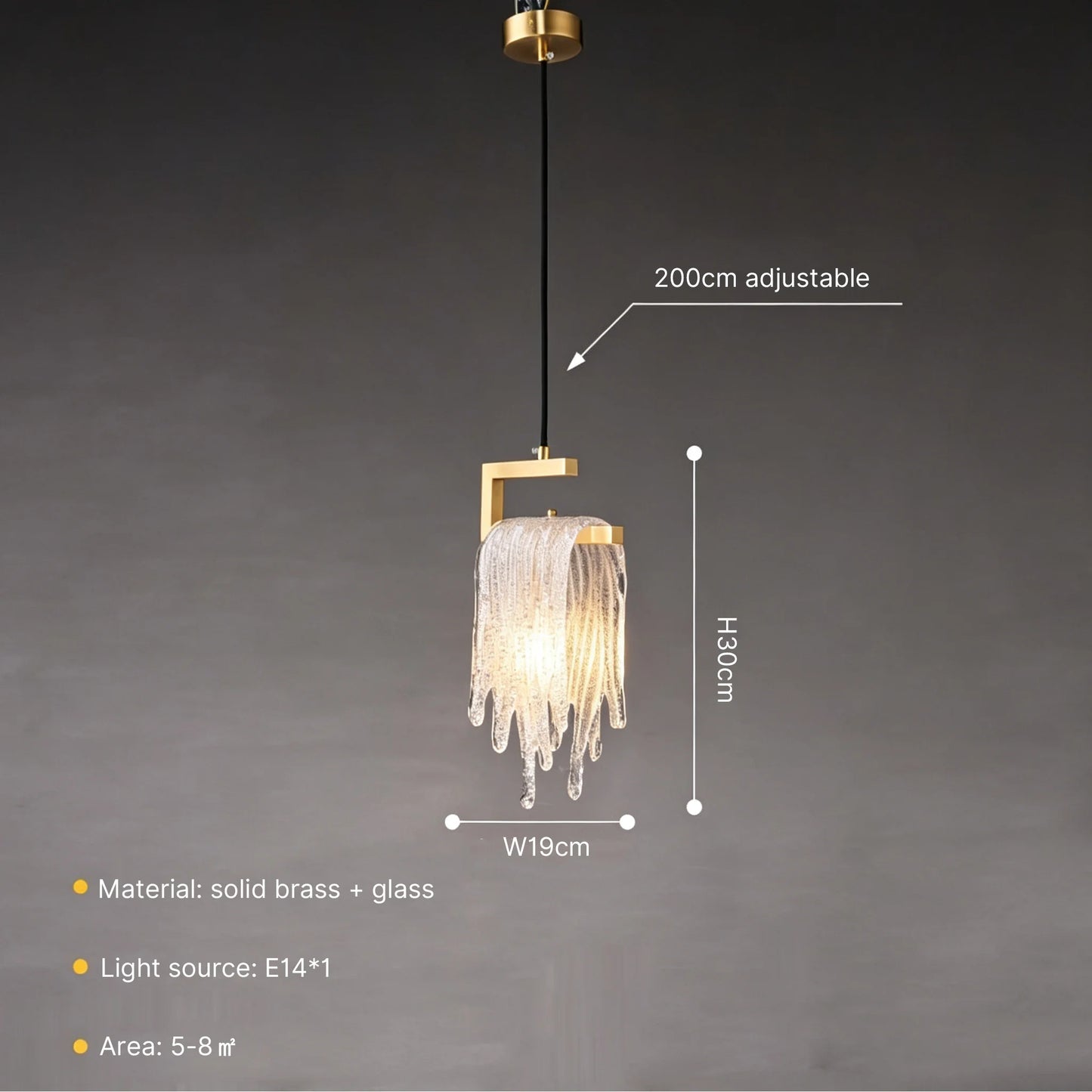 Brass Crystal Icicle Pendant Light Ceiling Chandelier