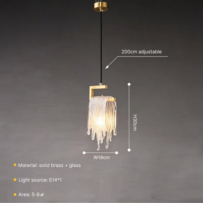Brass Crystal Icicle Pendant Light Ceiling Chandelier