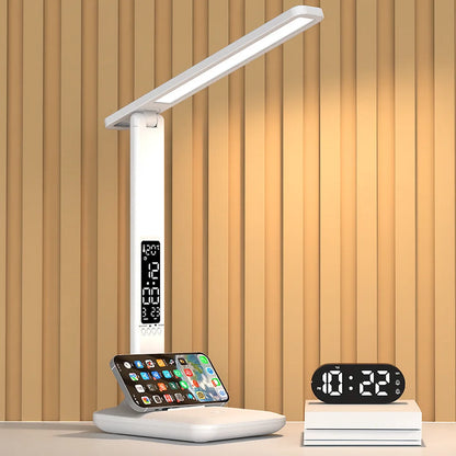 LED Desk Lamp with Clock and Calendar Home Office Indoor Lighting Touch Dimmer