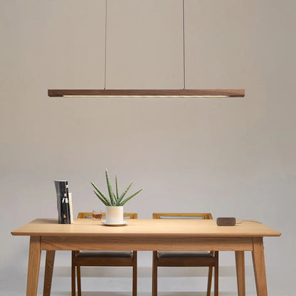 Solid Wood Linear LED Pendant Light Dining Kitchen Office
