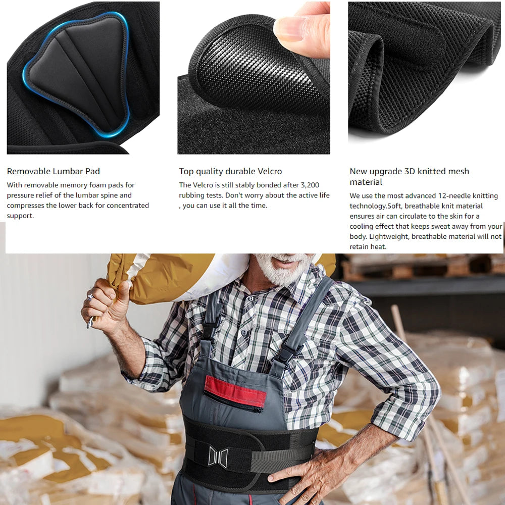 Lumbar Support Brace for Back Pain & Sciatica – Adjustable Belt