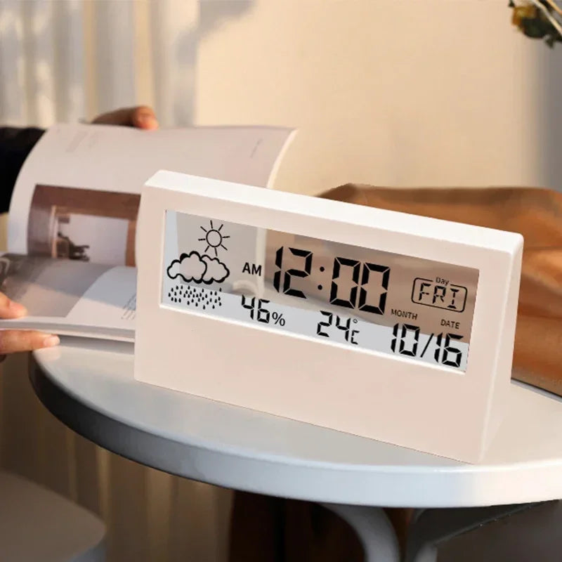 LED Thermometer Thermo-Hygrometer Multifunction Electronic Clock Temperature Humidity Meter