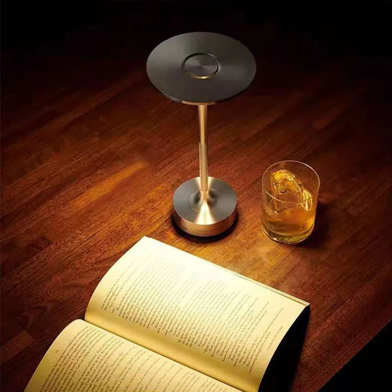 Aluminum Rechargeable LED Desk Lamp Dimmable Touch Portable Retro Atmosphere Bedside Night Light