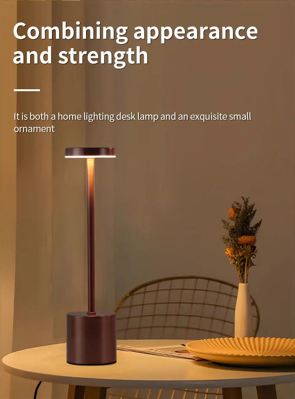 USB Rechargeable Desk Lamp – Touch Stepless Dimmer 3 Colour Modes