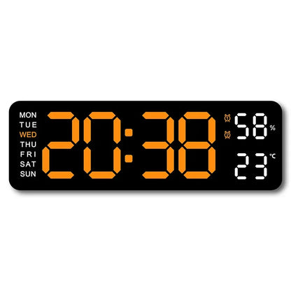 9" LED Digital Wall and Alarm Clock Temp and Humidity Display Auto Dimmer USB Powered
