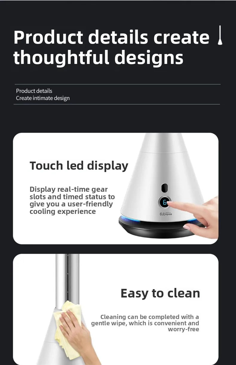 Bladeless Tower Fan 97cm Quiet Pedestal Fan with Remote & Timer Black or White