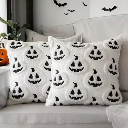 Fall Halloween Throw Pillow Covers Decorative Pumpkin Pattern Pillowcase Soft Plush Faux