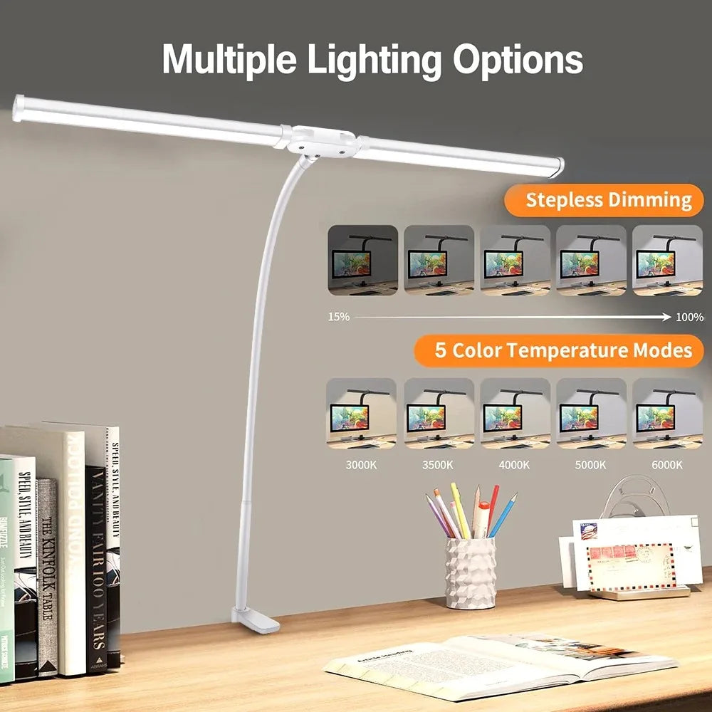 LED Architect Desk Lamp – Double Head Gooseneck 5 Colour Dimmer