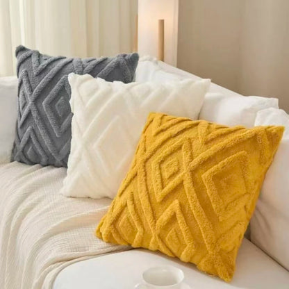 Artificial Plush Geometric Pattern Throw Pillow Covers Suitable for Various Occasions Such as