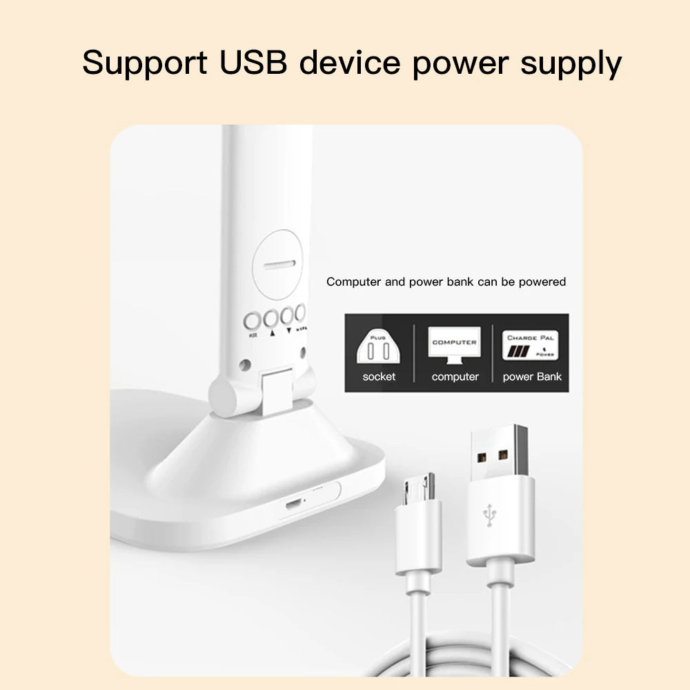 LED Desk Lamp with Clock & Calendar – Foldable Touch Dimmer