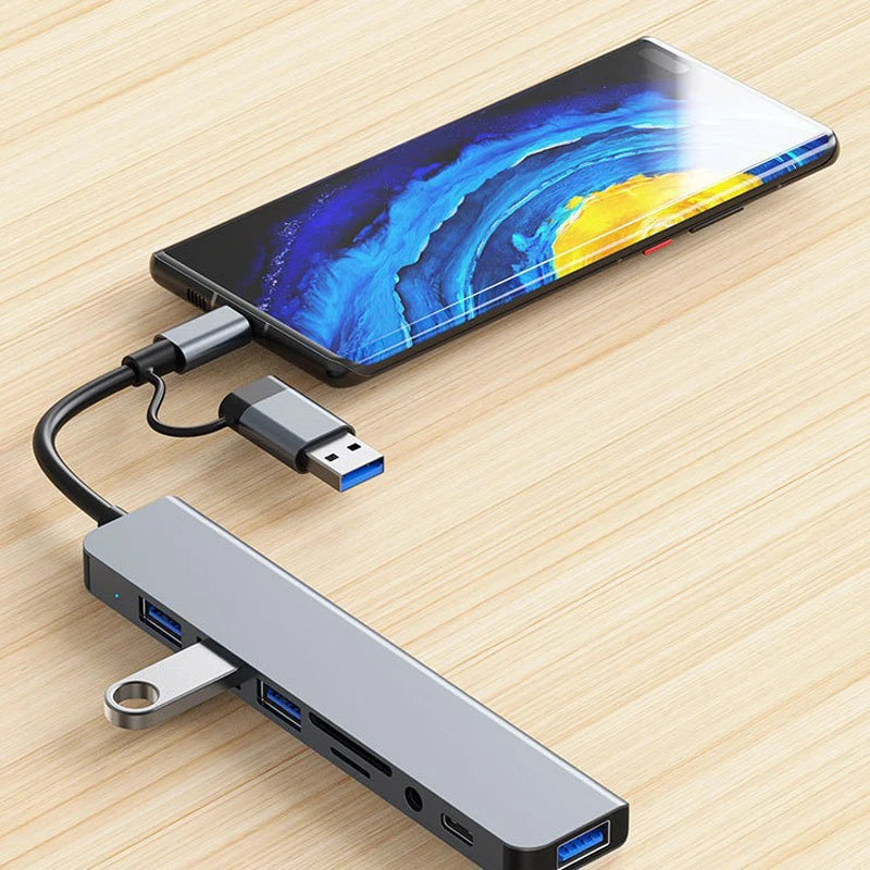 8-in-2 USB-C Hub – Docking Station with HDMI, SD Card & Audio