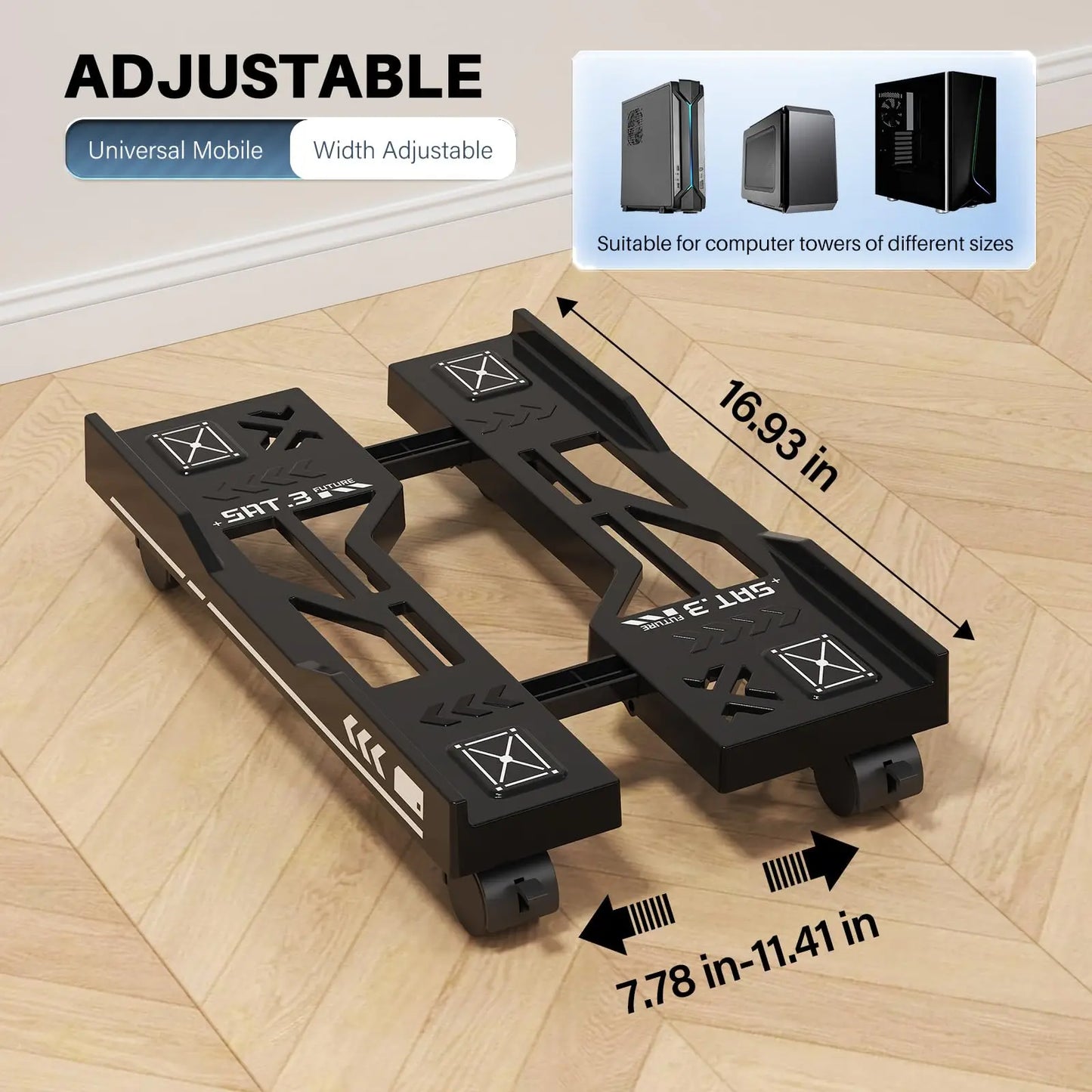 Adjustable CPU Stand with Wheels – Rolling PC Tower Holder
