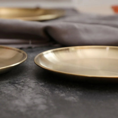 Gold Round Storage Tray For Desktop Decoration Jewelry Cosmetics Metal Modern Household Spare Parts