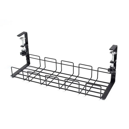 Under-Desk Metal Cable Tray No-Drill Installation Sturdy Build Floor-Free Cabling