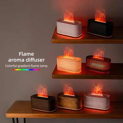 Flame Aromatherapy Diffuser Humidifier Bedroom Decor Cool Mist Essential Oil