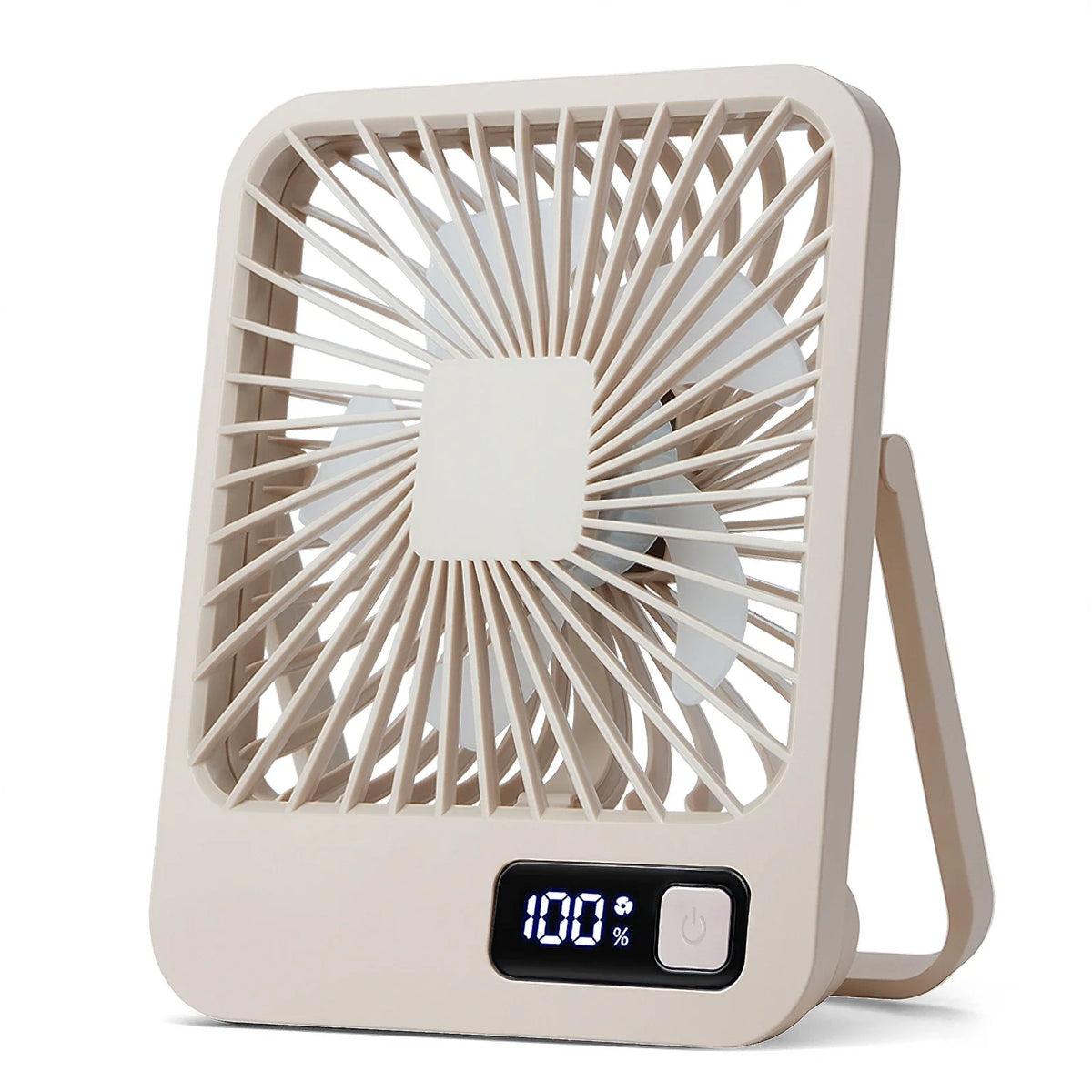USB Rechargeable Foldable Desk Fan 180° Tilt Personal Speeds Ultra Quiet With Power Display For
