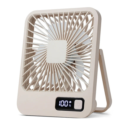 USB Rechargeable Foldable Desk Fan 180° Tilt Personal Speeds Ultra Quiet With Power Display For
