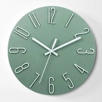 12 inch Minimalist Wall Clock 4mm 3D Numbers Silent Sweep Movement Perfect For Living Room Bedroom