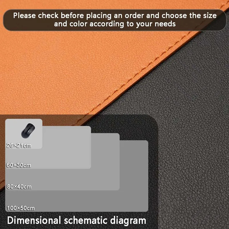 Two-Tone PU Leather Desk Mat – Large Waterproof Mouse Pad