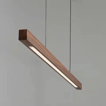 Solid Wood Linear LED Pendant Light Dining Kitchen Office