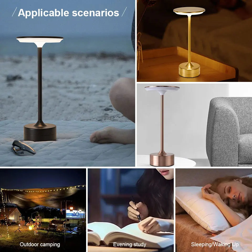 Rechargeable LED Table Lamp Touch Sensor Night Light Portable Cordless Bedroom Reading Desk
