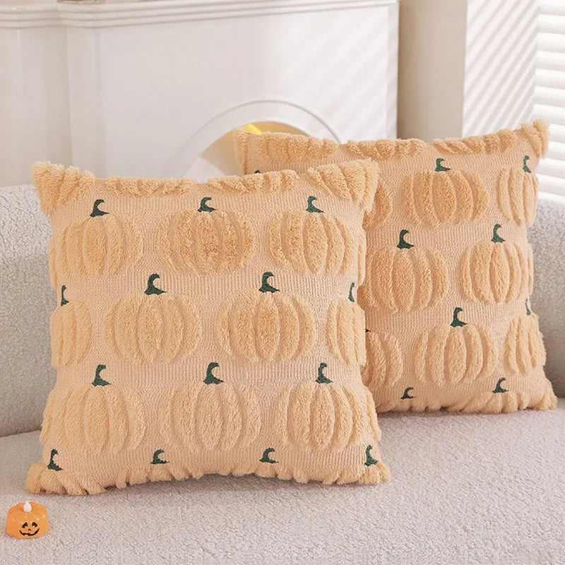 Fall Halloween Throw Pillow Covers Decorative Pumpkin Pattern Pillowcase Soft Plush Faux