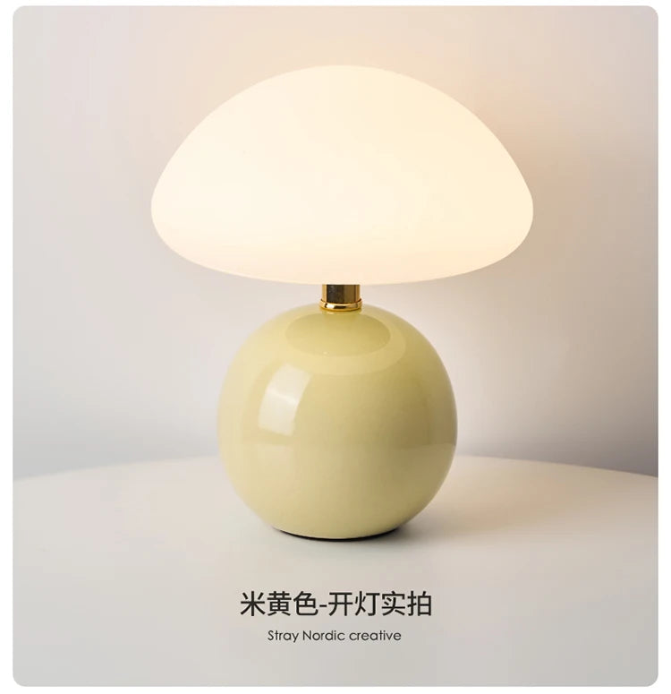 Ceramic Mushroom Table Lamp Bedside Bedroom Nightstand