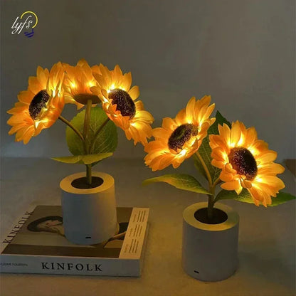 Rechargeable Sunflower Night Light Warm Cosy Two Brightness Levels Bedside USB