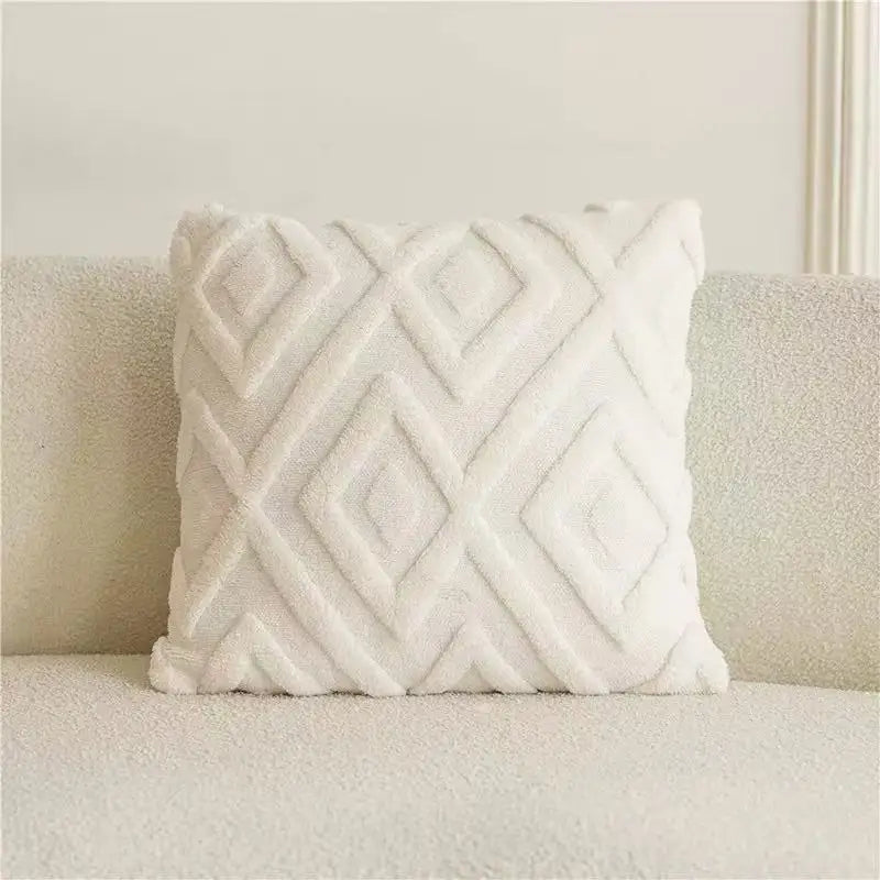 Artificial Plush Geometric Pattern Throw Pillow Covers Suitable for Various Occasions Such as