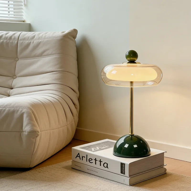 New Modern Table Lamp for Bedroom Retro Cream Style Mushroom Design Rechargeable Desk Bedside