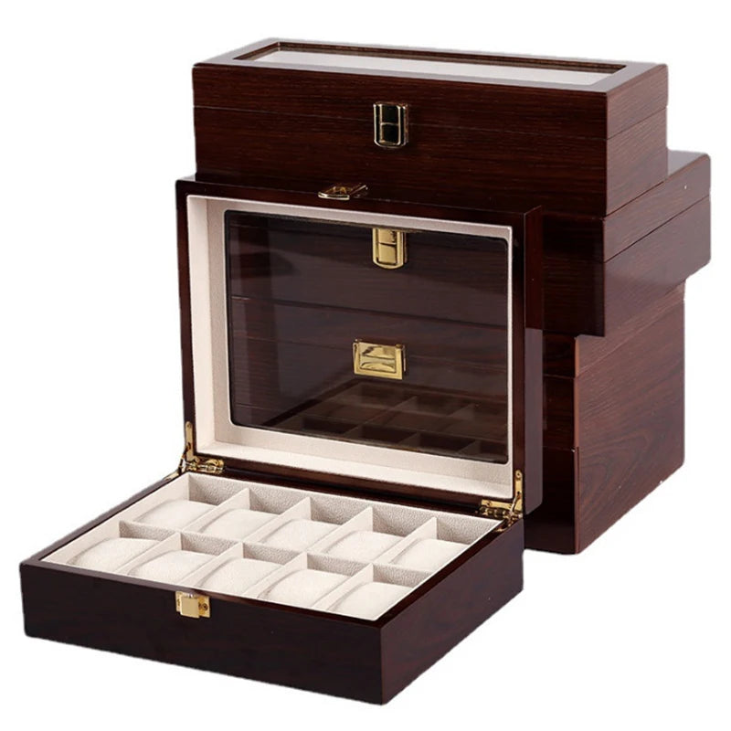 Luxury Handmade Wood 6/10/12Grids Watch Clock Box for Men and Women Jewelry Storage Packaging