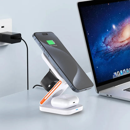 3-In-1 Foldable Charging Station and Portable Fast Magnetic Hold Wide Device Support