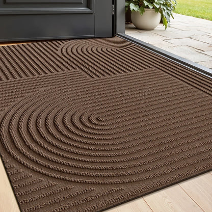 Grooved Geometric Doormat Non-Slip Scraper Entrance Mat 2 Sizes