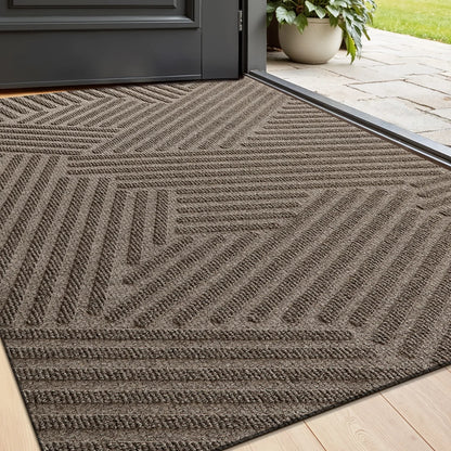 Grooved Geometric Doormat Non-Slip Scraper Entrance Mat 2 Sizes