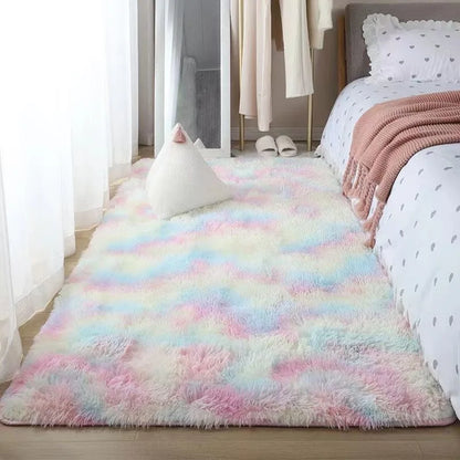 Pink Fluffy Kids Bedroom Rug Soft Girls Floor Mat
