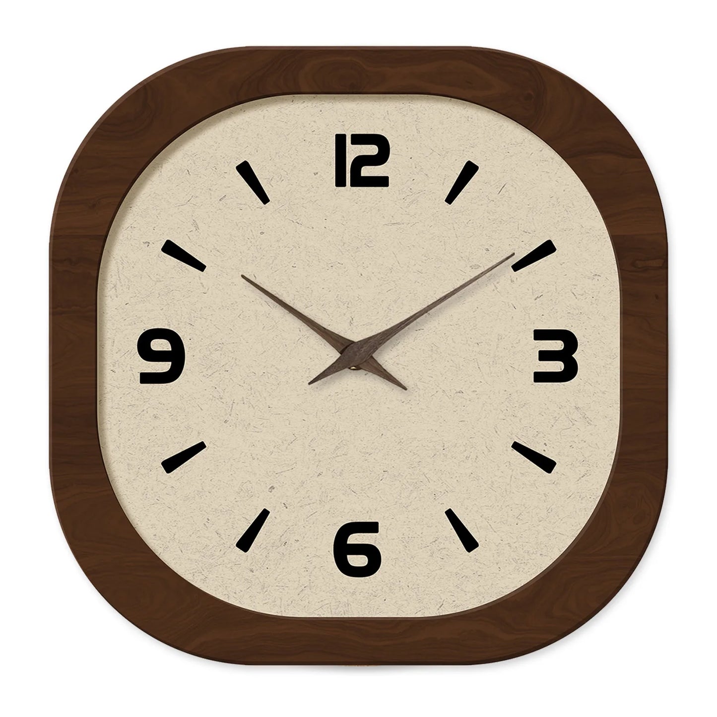 French-Style Retro Cream Crystal Porcelain Square-Shaped Simple Pattern Wooden Wall Clock for